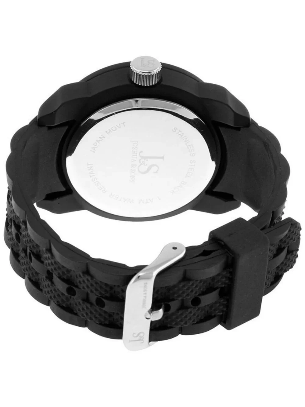 NWT Joshua And Sons Joshua & Sons Black Dial Black Silicone Men's Watch